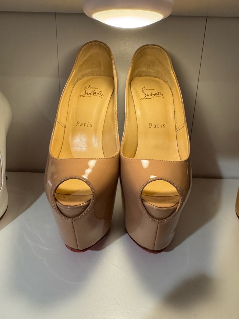 Christian Louboutin Highness 160 Nude Peep Toe Platform Heels